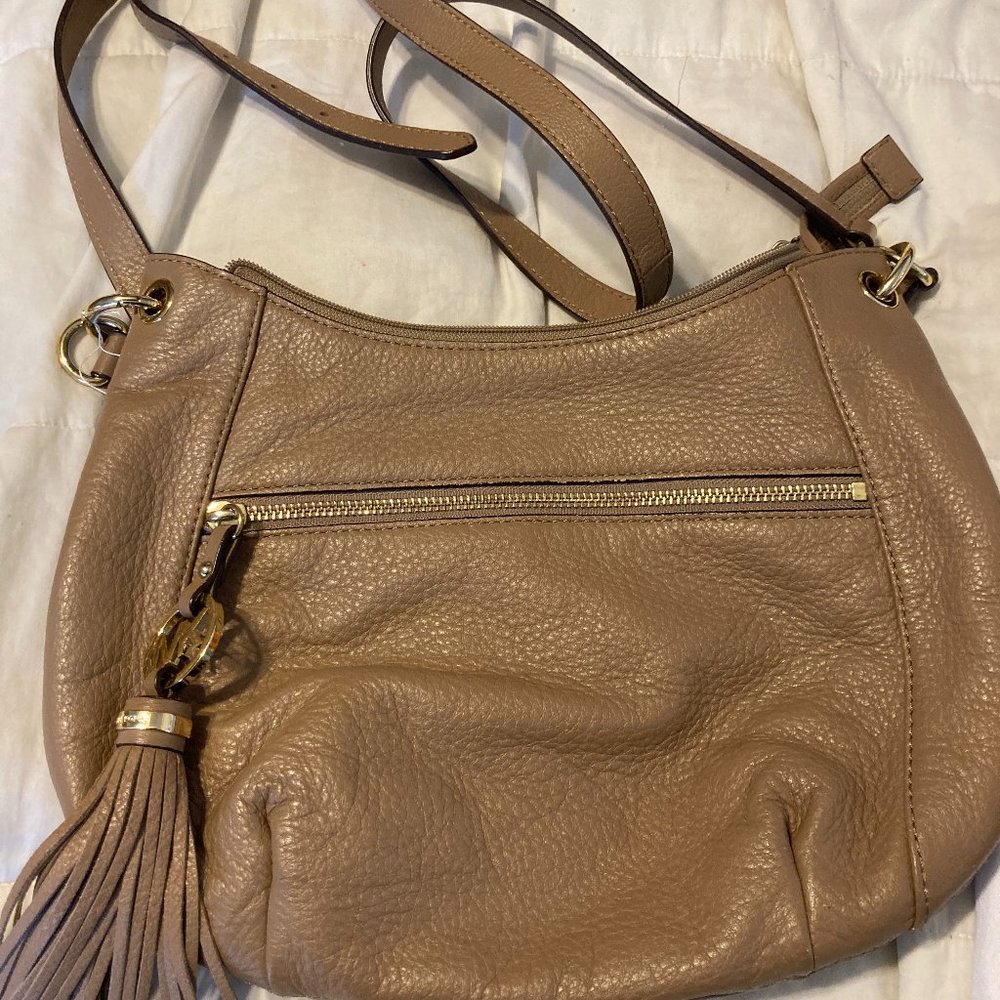 Soft leather medium brown Michael Kors shoulder bad with 2 dust bags